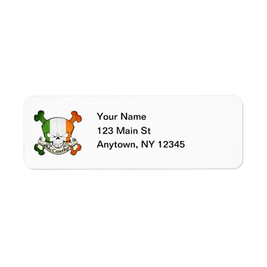McCarthy Irish Skull Etiket (Voorkant)