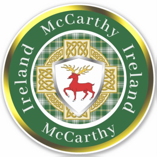 McCarthy Shield en Celtic Cross gepersonaliseerd Sticker (Voorkant)