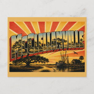 McClellanville SC Historische Eik Zoutmoeras Kunst Briefkaart
