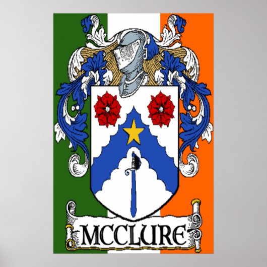 McClure Coat of Arms Irish Flag Print (Voorkant)