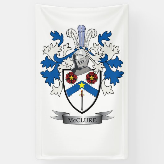 McClure Family Crest Coat of Arms Spandoek (Verticaal)