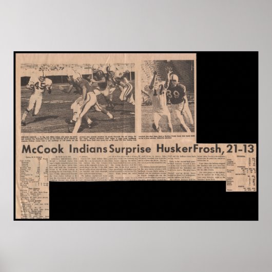 McCook JC wint over Nebraska Frosh in 1969 21-13 Poster (Voorkant)