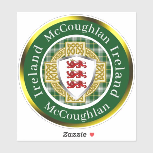 McCoughlan Shield & Celtic Cross gepersonaliseerd Sticker (Vel)