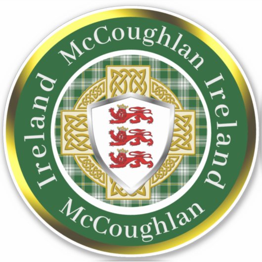 McCoughlan Shield & Celtic Cross gepersonaliseerd Sticker (Voorkant)