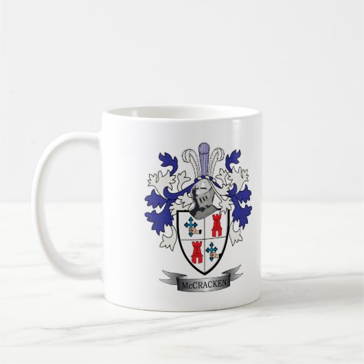 McCracken Family Crest Coat of Arms Koffiemok (Links)