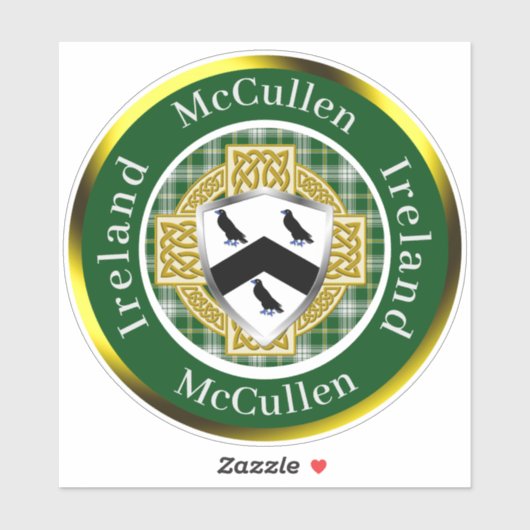McCullen Shield & Celtic Cross gepersonaliseerd Sticker (Vel)