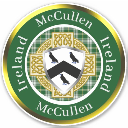 McCullen Shield & Celtic Cross gepersonaliseerd Sticker (Voorkant)