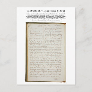 McCulloch v. Maryland, 17 U.S. 316 (1819) Briefkaart