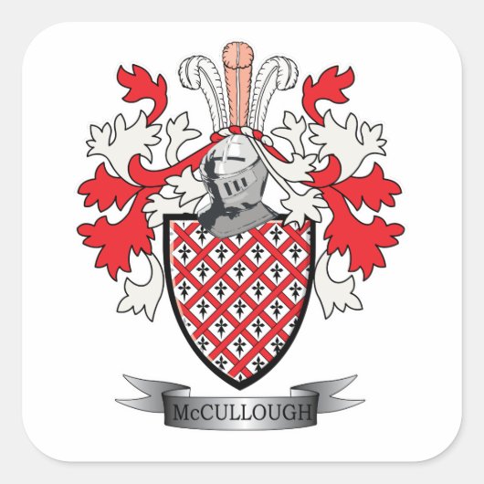 McCullough Family Crest Coat of Arms Vierkante Sticker (Voorkant)