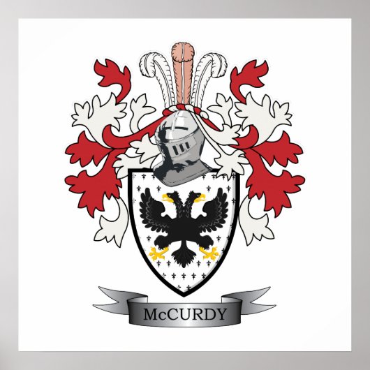 McCurdy Family Crest Coat of Arms Poster (Voorkant)