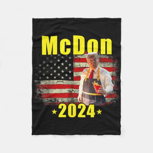 Mcdon 2024 Funny Donald Trump French Fry Cooking F Fleece Deken (Voorkant)
