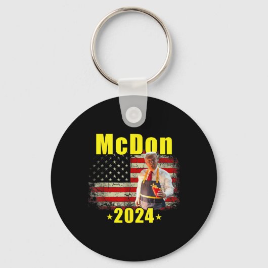Mcdon 2024 Funny Donald Trump French Fry Cooking F Sleutelhanger (Voorkant)