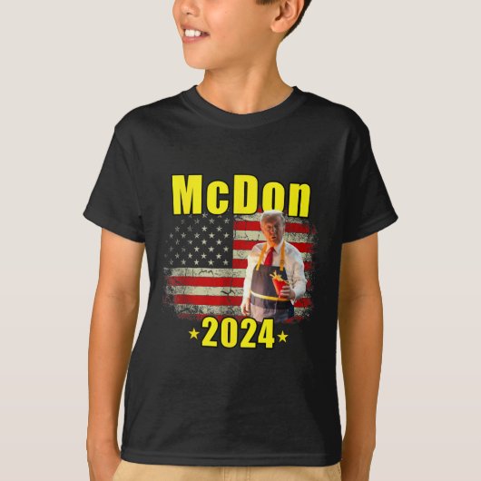 Mcdon 2024 Funny Donald Trump French Fry Cooking F T-shirt (Voorkant)