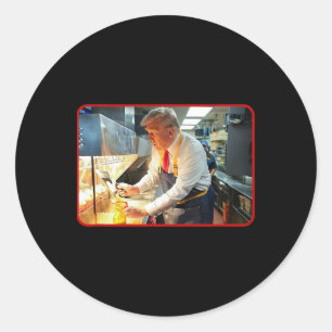 McDon 2024 Grappig Donald Trump Frans Fry Koken F Ronde Sticker