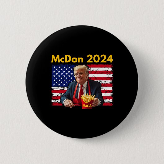 Mcdon Grappige Donald Trump Franse Frites Koken Fr Ronde Button 5,7 Cm (Voorkant)