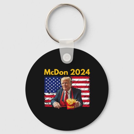 Mcdon Grappige Donald Trump Franse Frites Koken Fr Sleutelhanger (Voorkant)