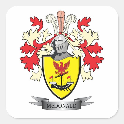 McDonald Family Crest Coat of Arms Vierkante Sticker (Voorkant)