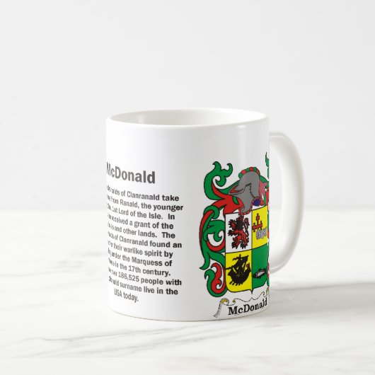 McDonald Family Crest op een mok (Voorkant rechts)