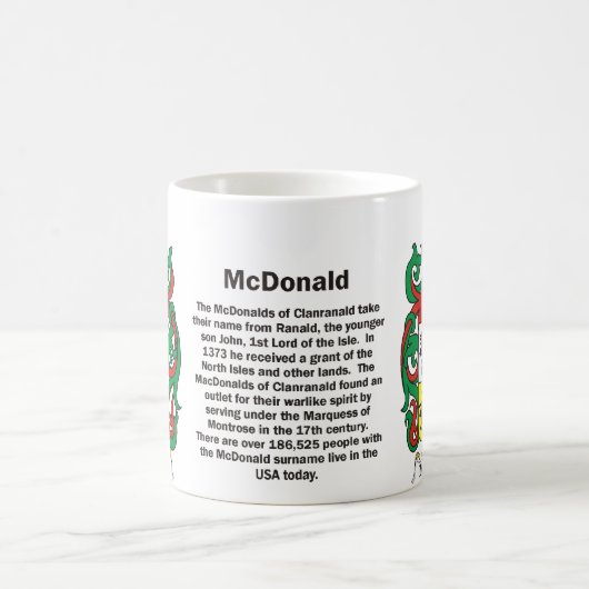 McDonald Family Crest op een mok (Center)