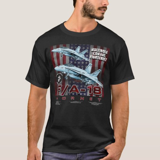 McDonnell Douglas F/A-18 Hornet USAF Fighterjet T-shirt (Voorkant)