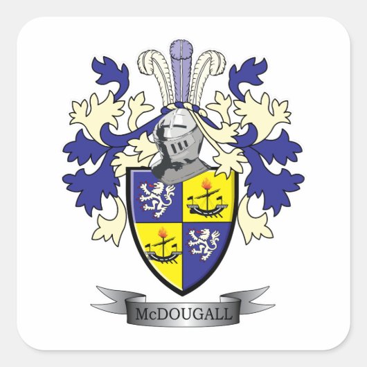 McDougall Family Crest Coat of Arms Vierkante Sticker (Voorkant)