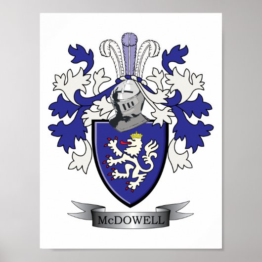 McDowell Family Crest Coat of Arms Poster (Voorkant)
