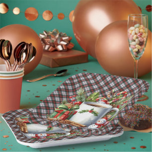 McDuff-jurk moderne Schotse tartan Kerstmis Papieren Bordje