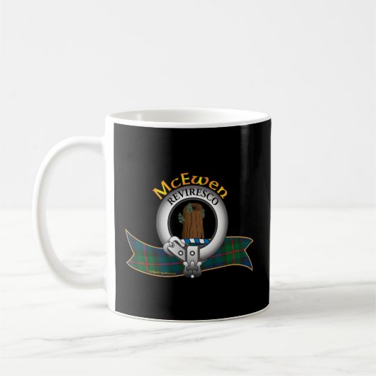 McEwen Clan Tartan Crest Motto Koffiemok (Links)