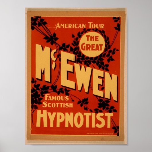 McEwen, 'Hypnotist'  theater Poster (Voorkant)