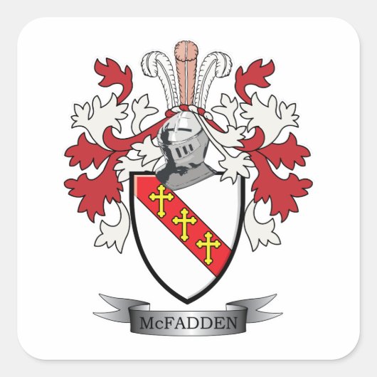 McFadden Family Crest Coat of Arms Vierkante Sticker (Voorkant)