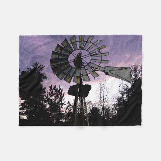 Mcful Waterverf Windmill Evening Scene Fleece Deken (Voorkant (Horizontaal))