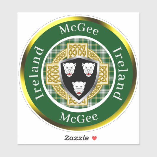 McGee Shield & Celtic Cross gepersonaliseerd Sticker (Vel)