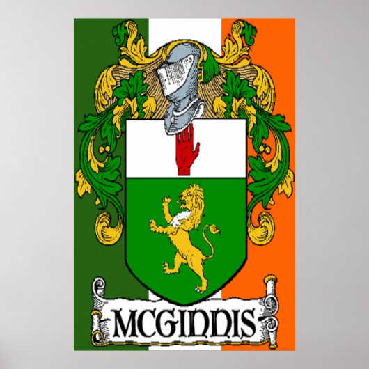 McGinnis Coat of Arms Irish Flag Print (Voorkant)