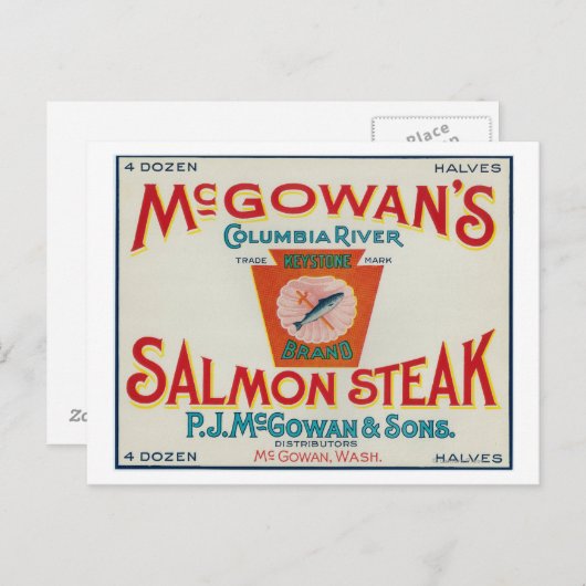McGowan, Washington - Etiket voor Keystone Salmon- Briefkaart (Voorkant / Achterkant)