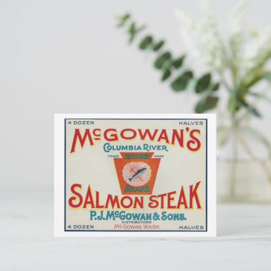 McGowan, Washington - Etiket voor Keystone Salmon- Briefkaart (Staand voorkant)