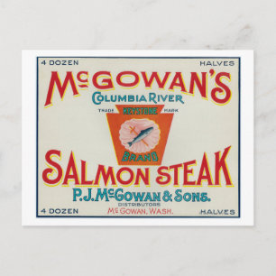 McGowan, Washington - Etiket voor Keystone Salmon- Briefkaart