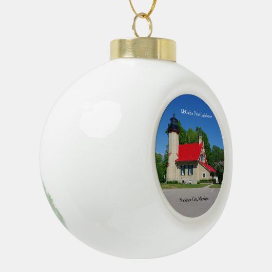 McGulpin Point Lighthouse ball-versiering Keramische Bal Ornament (Links)