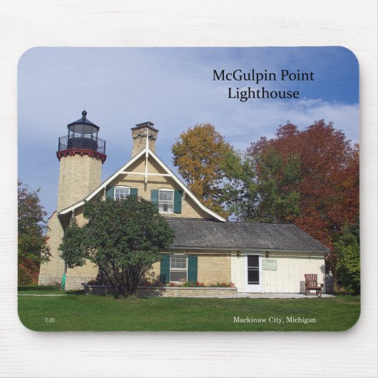McGulpin Point Lighthouse herfst mousepad Muismat (Voorkant)