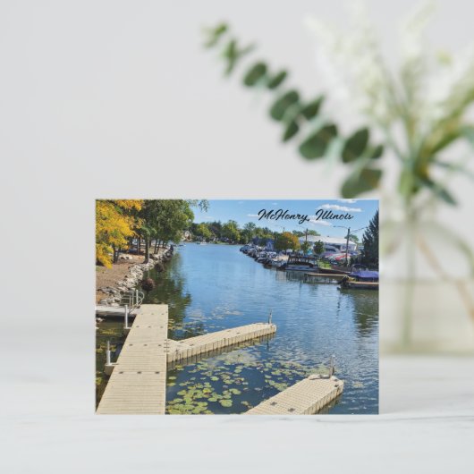 McHenry, Illinois Fox River Boatway Briefkaart (Staand voorkant)