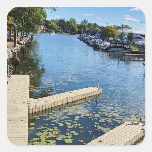 McHenry, Illinois Fox River Boatway Vierkante Sticker (Voorkant)