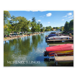 McHenry, Illinois River Walkway aan de Fox River Foto Afdruk