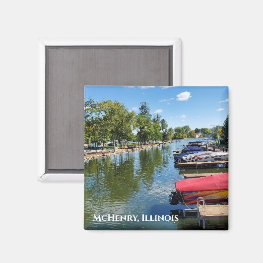 McHenry, Illinois River Walkway aan de Fox River Magneet (Voorkant / Achterkant)