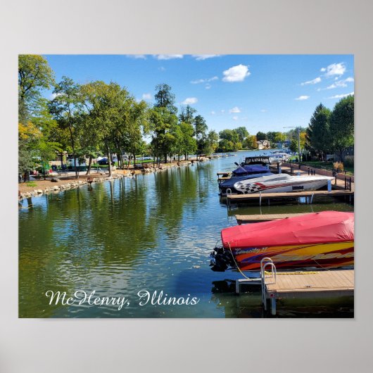 McHenry, Illinois River Walkway aan de Fox River Poster (Voorkant)
