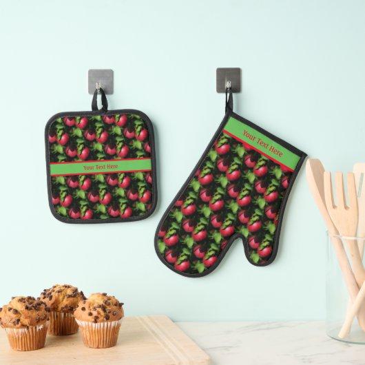 McIntosh Apples Natuur Patroon Gepersonaliseerd Ovenwant & Pannenlap Set (Insitu(Ophanging))