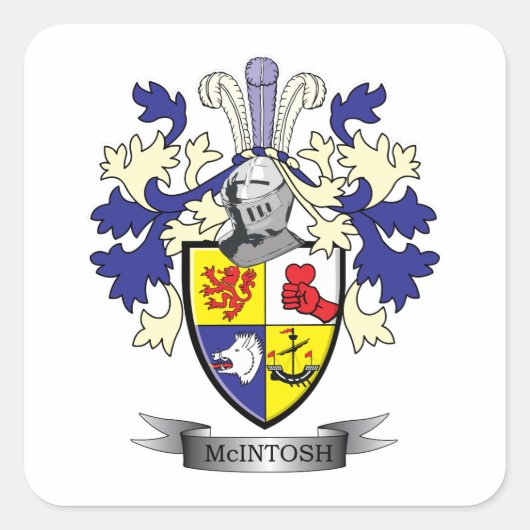 McIntosh Family Crest Coat of Arms Vierkante Sticker (Voorkant)