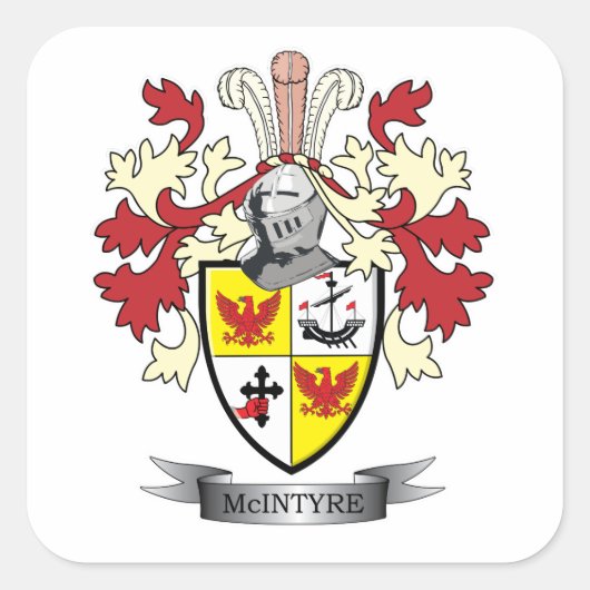 McIntyre Family Crest Coat of Arms Vierkante Sticker (Voorkant)