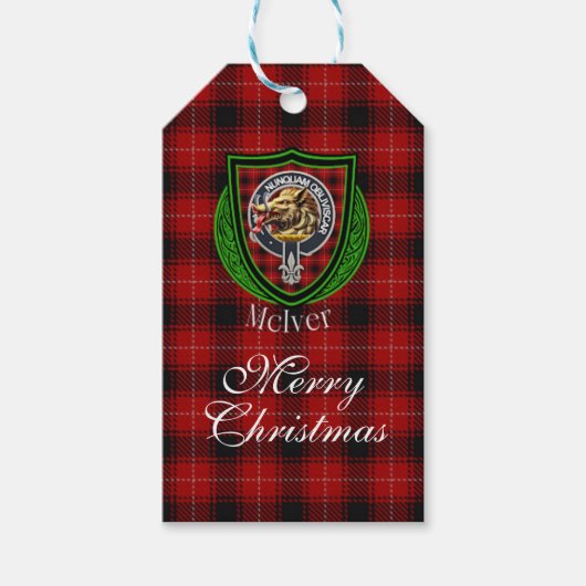 McIver Scottish Clan Tartan & Crest Cadeaulabel (Voorkant)