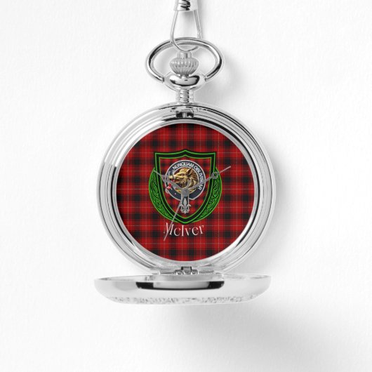 McIver Scottish Clan Tartan & Crest Horloge (Voorkant)