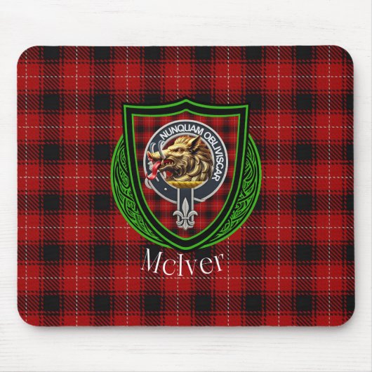 McIver Scottish Clan Tartan & Crest Muismat (Voorkant)
