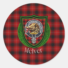 McIver Scottish Clan Tartan & Crest Ronde Sticker